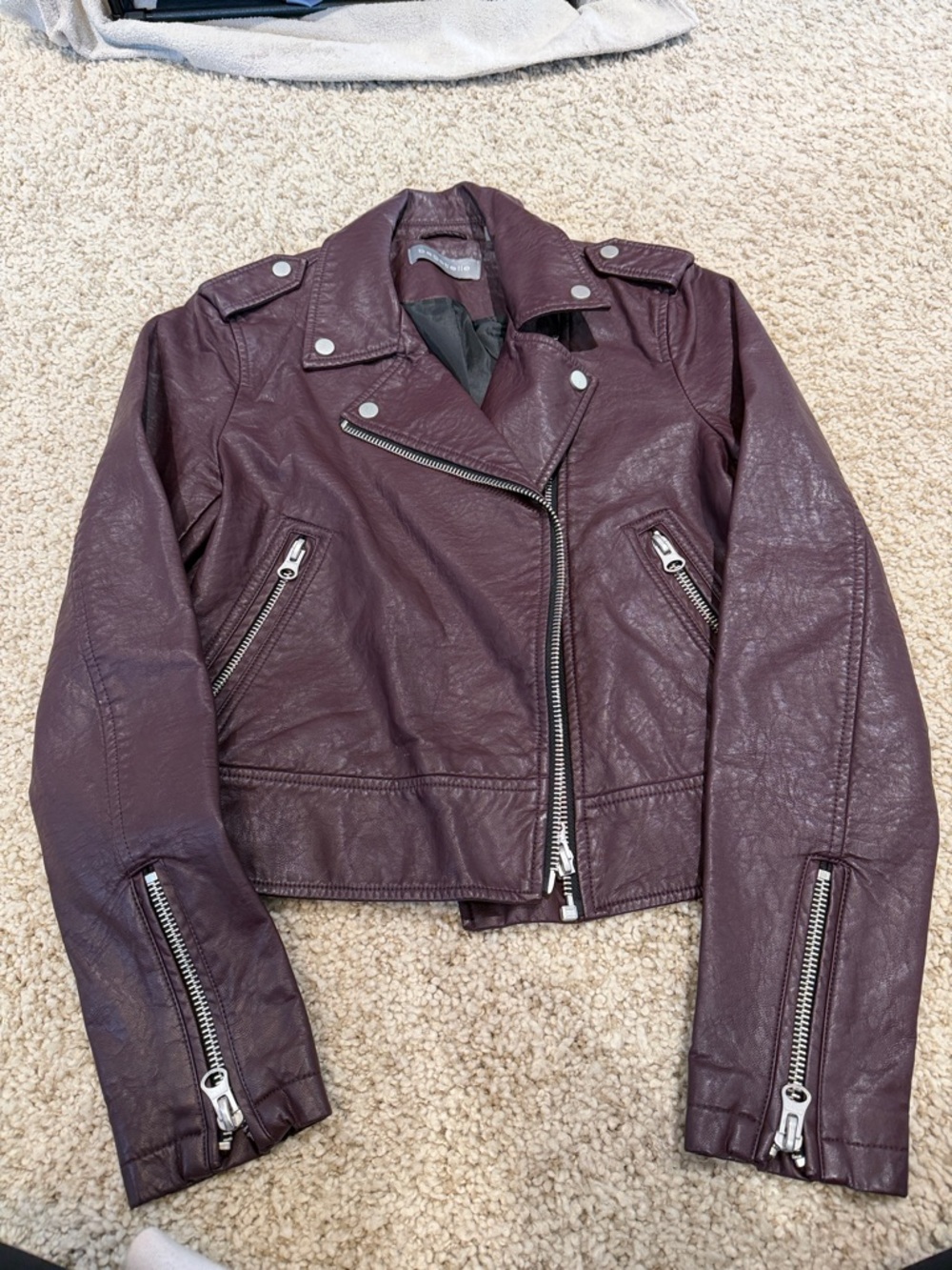bagatelle Burgundy Faux Leather Moto Jacket